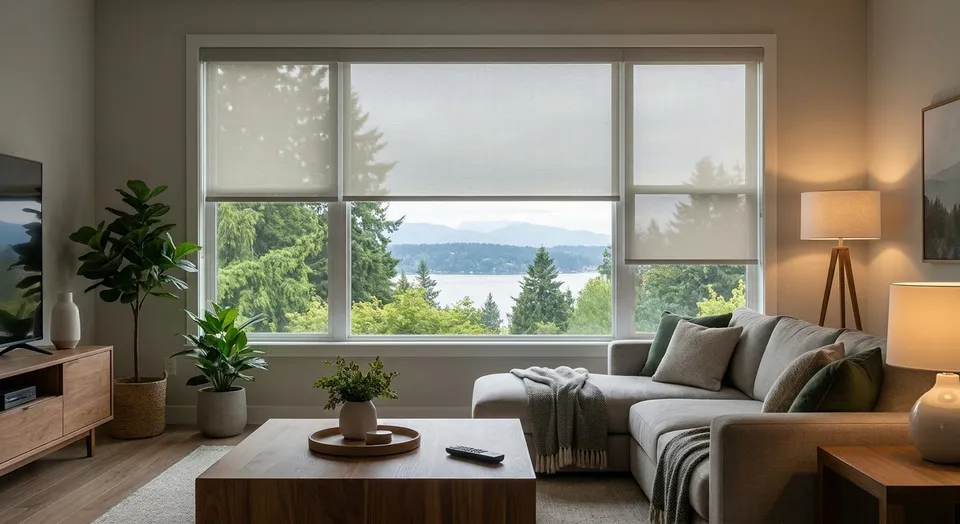 Motorized window shades for Renton, WA living rooms