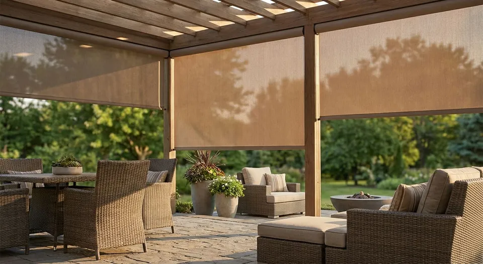 Outdoor Roller Shades for Decks and Patios