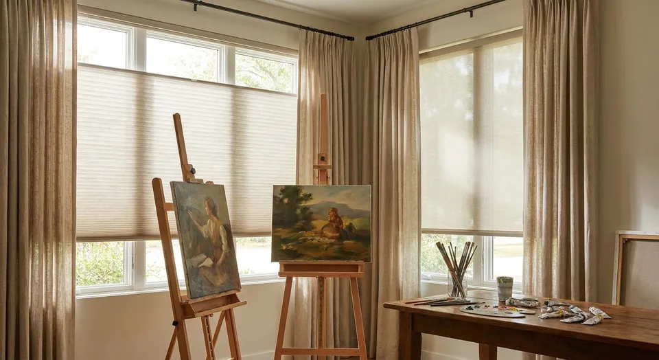 Window treatments for home art and painting studios