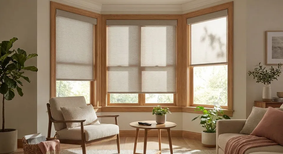 Motorized Roller Shades for Bay Windows