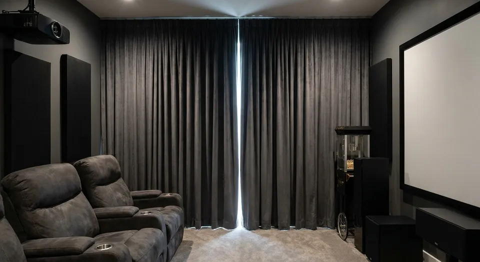 Blackout curtains for home theaters