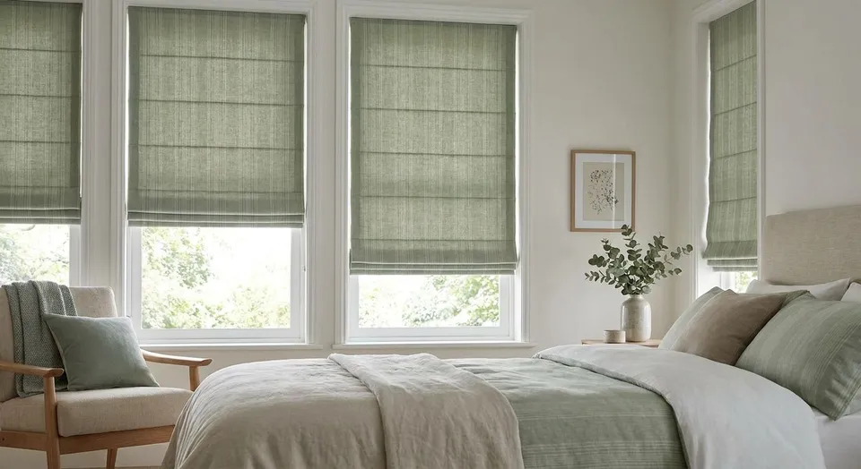 Custom Roman shades for guest bedrooms