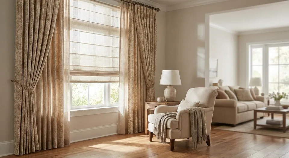 How to layer shades and drapery for living rooms