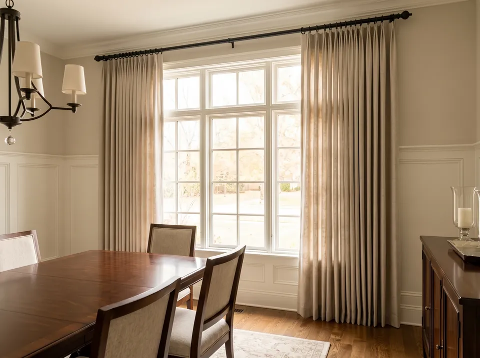 Custom drapery on a decorative rod