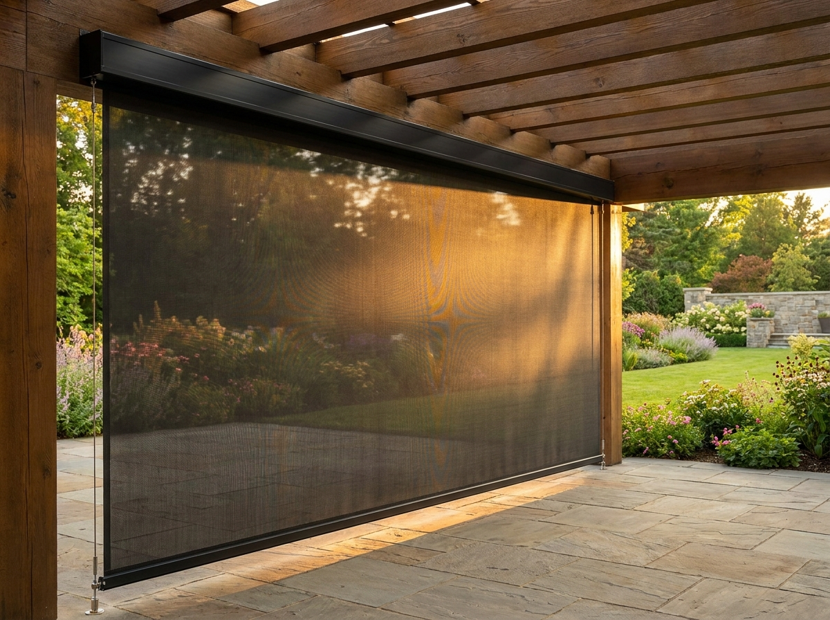 Outdoor shade with steel side wire