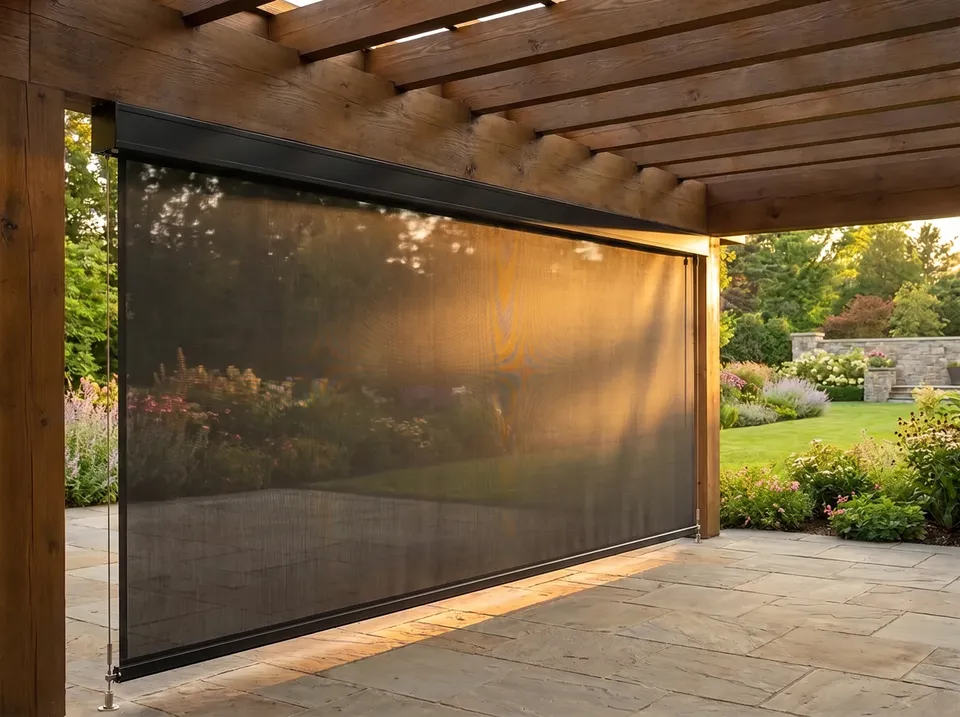 Outdoor shade with steel side wire